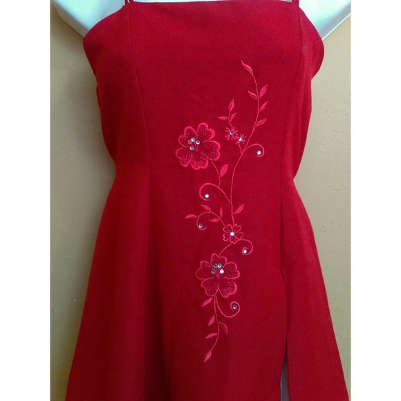 ABC KIDS USA Red & White Formal Spaghetti Layered with Lining Dress Youth Sz 12 - Picture 2 of 12